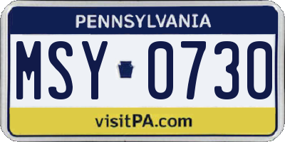 PA license plate MSY0730