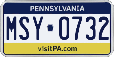 PA license plate MSY0732