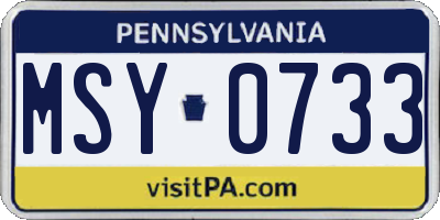 PA license plate MSY0733