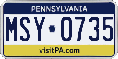 PA license plate MSY0735