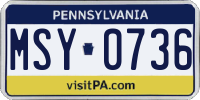 PA license plate MSY0736