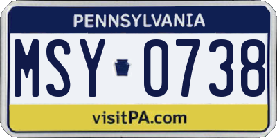 PA license plate MSY0738
