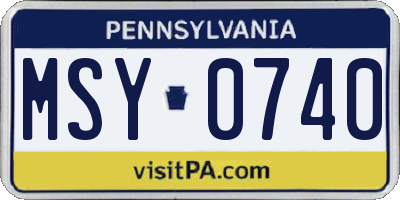 PA license plate MSY0740