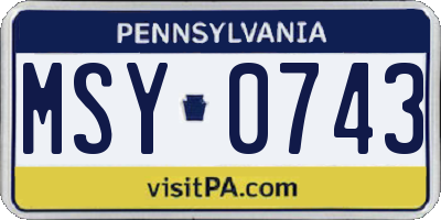 PA license plate MSY0743