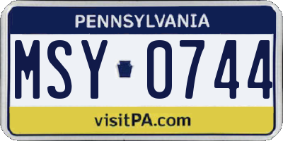 PA license plate MSY0744