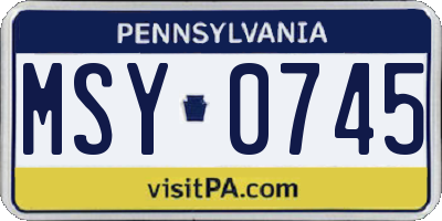 PA license plate MSY0745