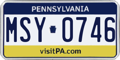 PA license plate MSY0746