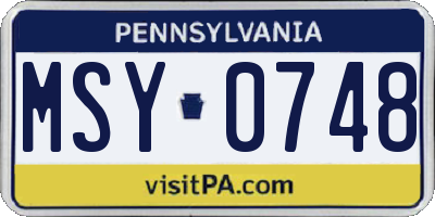 PA license plate MSY0748