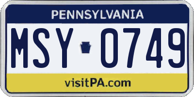 PA license plate MSY0749