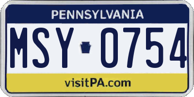 PA license plate MSY0754