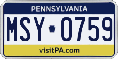 PA license plate MSY0759