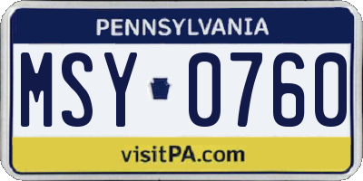 PA license plate MSY0760