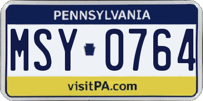 PA license plate MSY0764