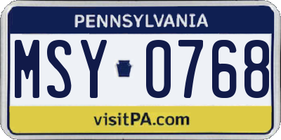 PA license plate MSY0768