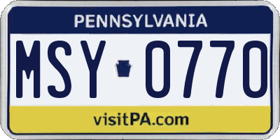 PA license plate MSY0770