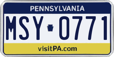 PA license plate MSY0771