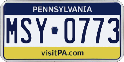 PA license plate MSY0773