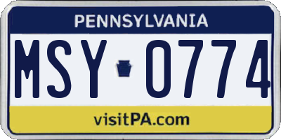 PA license plate MSY0774