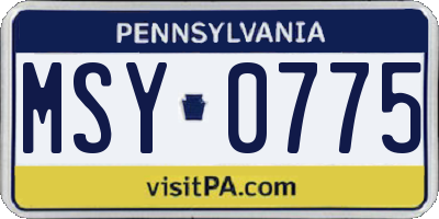 PA license plate MSY0775