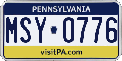 PA license plate MSY0776
