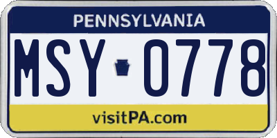 PA license plate MSY0778