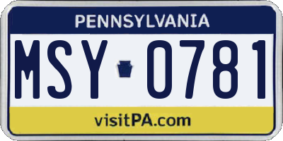 PA license plate MSY0781