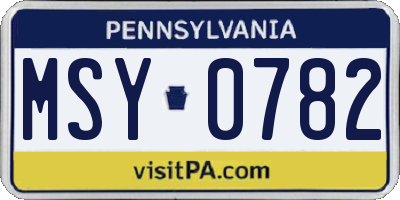 PA license plate MSY0782