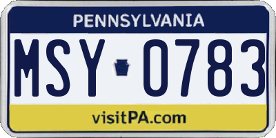 PA license plate MSY0783