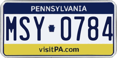 PA license plate MSY0784