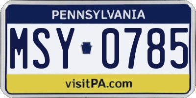 PA license plate MSY0785