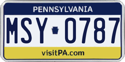 PA license plate MSY0787
