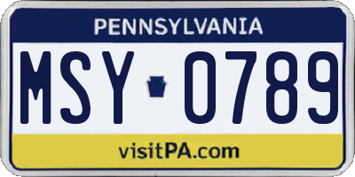 PA license plate MSY0789