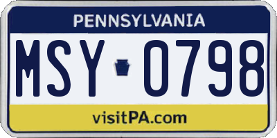 PA license plate MSY0798