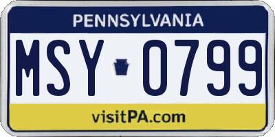 PA license plate MSY0799