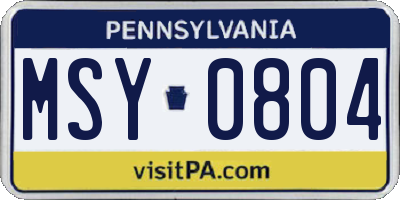 PA license plate MSY0804