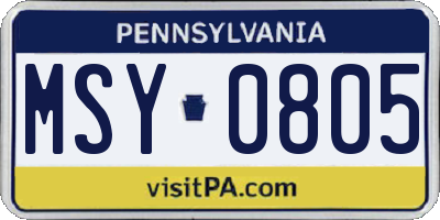 PA license plate MSY0805