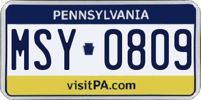 PA license plate MSY0809