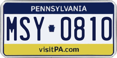 PA license plate MSY0810