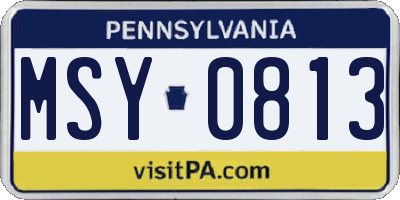 PA license plate MSY0813
