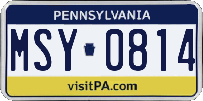 PA license plate MSY0814