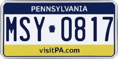 PA license plate MSY0817