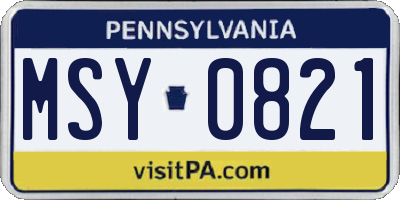 PA license plate MSY0821