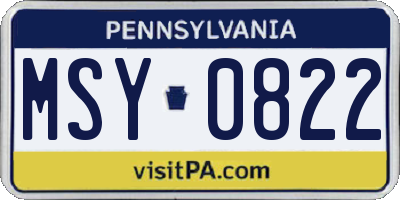 PA license plate MSY0822