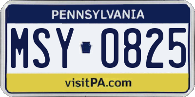 PA license plate MSY0825
