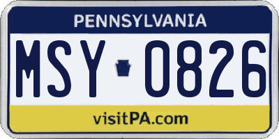 PA license plate MSY0826