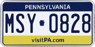 PA license plate MSY0828