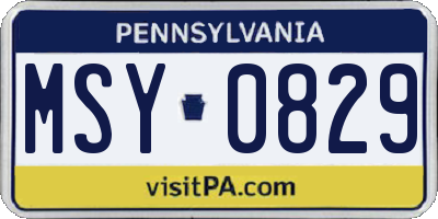 PA license plate MSY0829