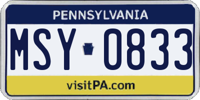 PA license plate MSY0833