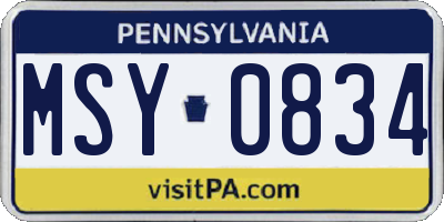 PA license plate MSY0834