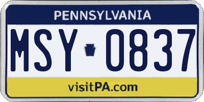 PA license plate MSY0837